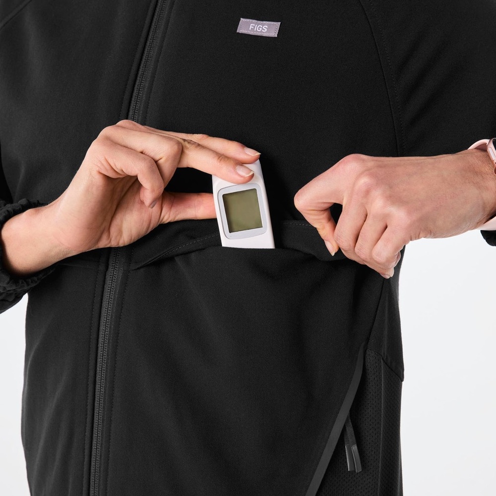 SOLD Like New FIGS Women's Sydney Scrub Jacket Black Five Pockets - Retail $100 - Picture 7 of 14